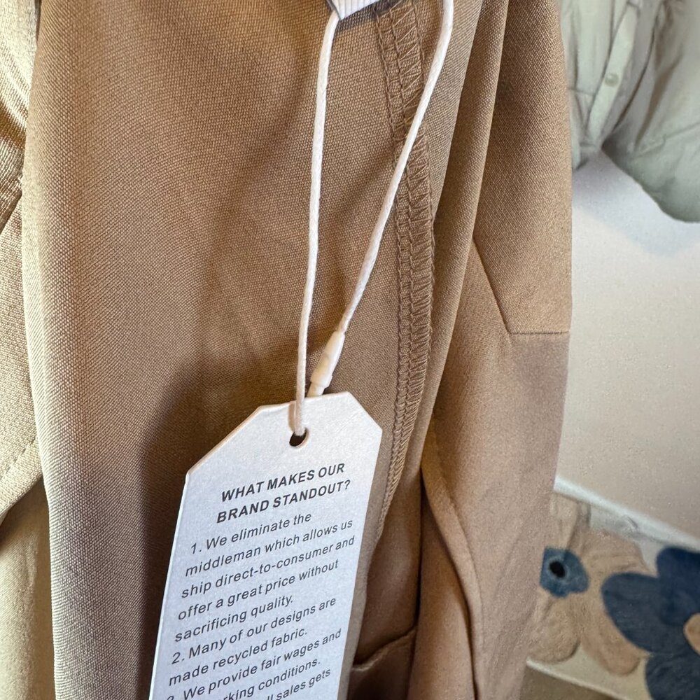 NWT Made with Love Single Button Peplum Blazer Large Tan - Picture 8 of 9